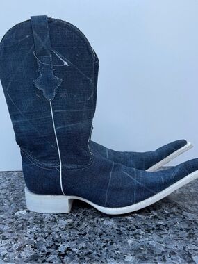Aguila Real Denim Western Cowboy Boots - Dark Blue Men’s US 8.5